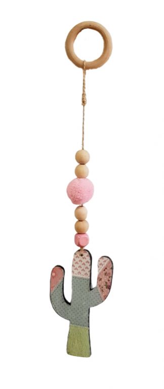Colgador de puerta cactus pompón rosa